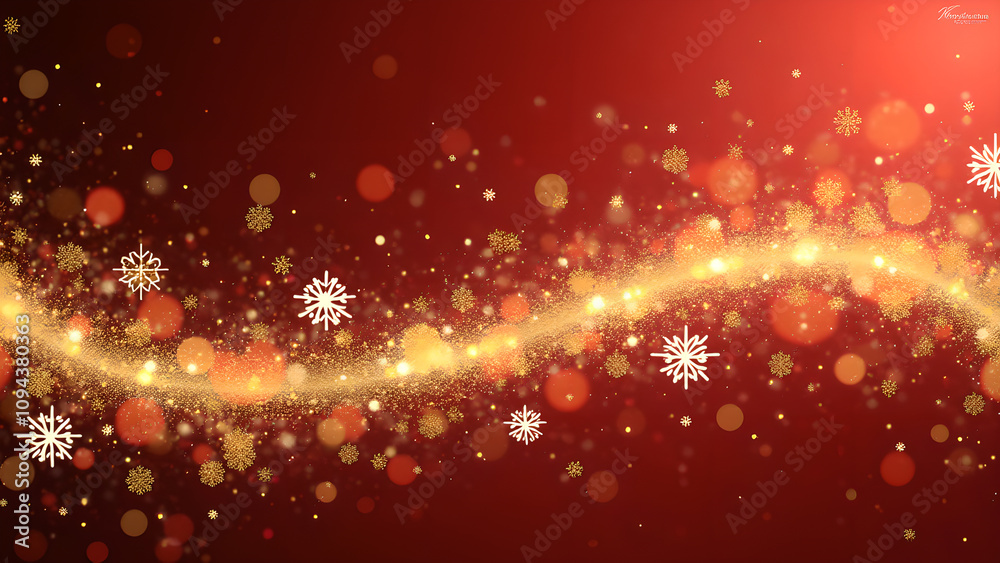 Abstract Christmas Background with Golden Glitter and Red Background Abstract Christmas Background with Golden Glitter and Red Background