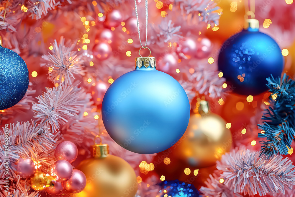 Festive Tree with Pink Flowers and Blue Ornaments. A vibrant Christmas tree adorned with pink blossoms, gold accents, and blue baubles in a royal blue room.
Festive Tree with Pink Flowers and Blue Ornaments. A vibrant Christmas tree adorned with pink blossoms, gold accents, and blue baubles in a royal blue room.
