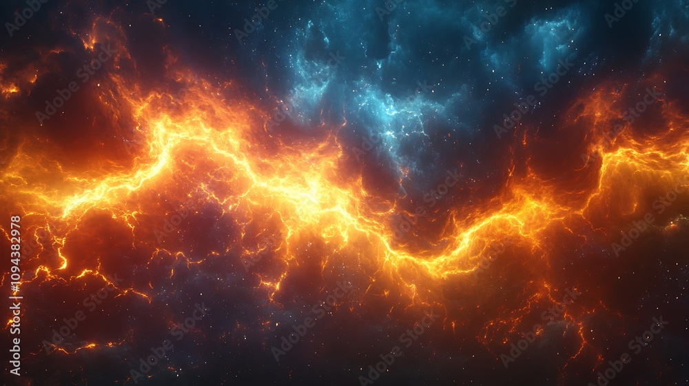 Fototapeta premium Cosmic energy burst outer space digital art colorful clouds abstract concept