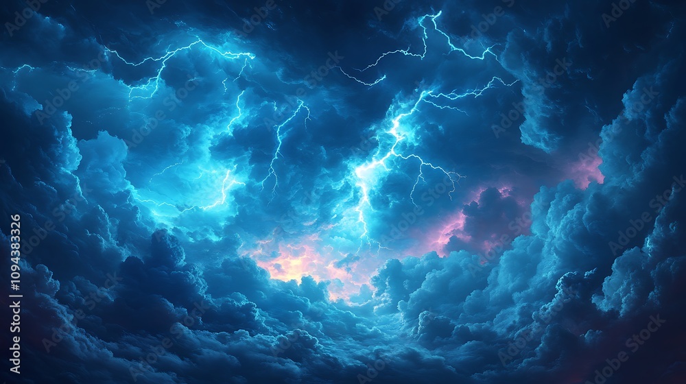 Stormy skies lightning show nature digital art dramatic close-up