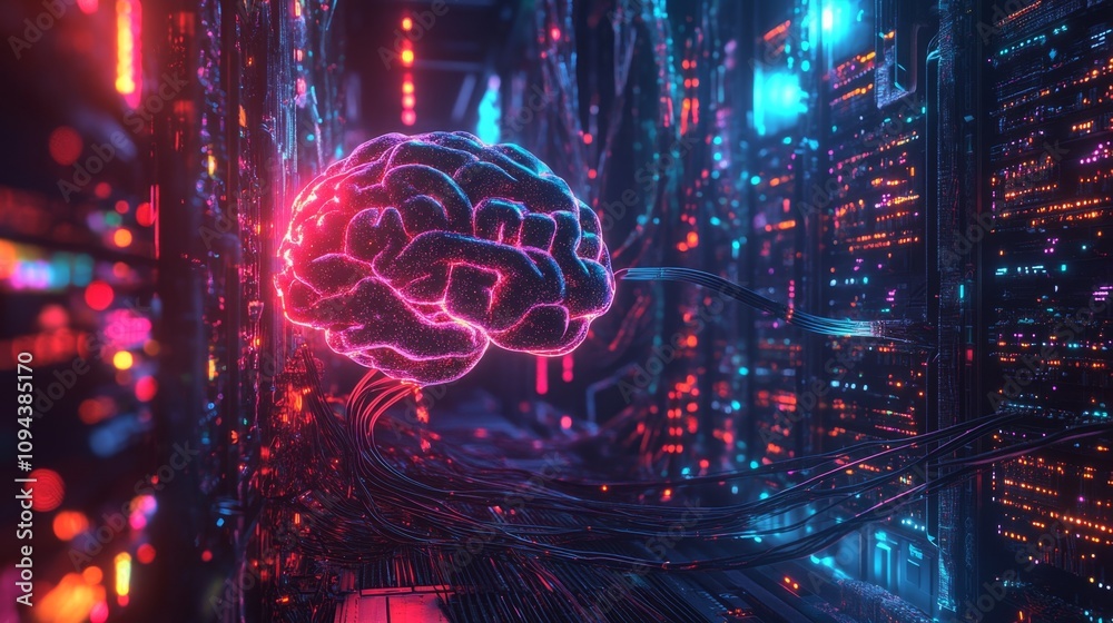 Innovative neural networks processing data digital realm futuristic visualization vibrant environment abstract concept for technology trends Innovative neural networks processing data digital realm futuristic visualization vibrant environment abstract concept for technology trends