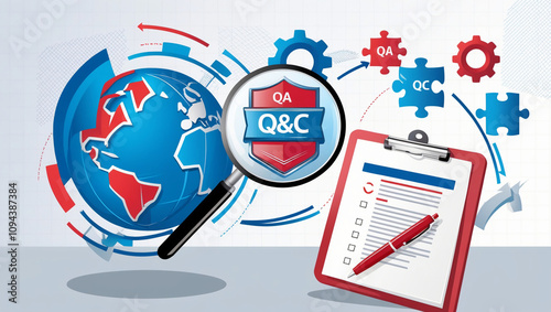 Wallpaper Mural modern illustration depicting the concept of standardization and certification. displays the words "Quality Assurance" and "Quality Control" Torontodigital.ca