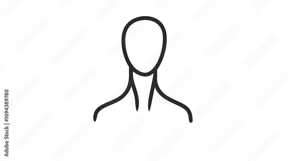 A minimalistic black line icon of a mannequin, with elegant, clean lines, isolated on a pure white background for a modern and sleek look A minimalistic black line icon of a mannequin, with elegant, clean lines, isolated on a pure white background for a modern and sleek look
