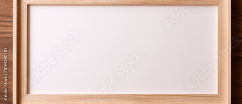 Close-up of a blank wooden frame, showcasing its natural texture, ready for a photo, artwork, or decoration