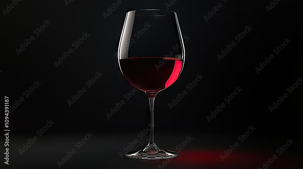 Elegant red wine glass casting a stunning silhouette against a dark backdrop. Elegant red wine glass casting a stunning silhouette against a dark backdrop.