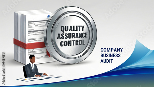 Wallpaper Mural modern illustration depicting the concept of standardization and certification. displays the words "Quality Assurance" and "Quality Control" Torontodigital.ca