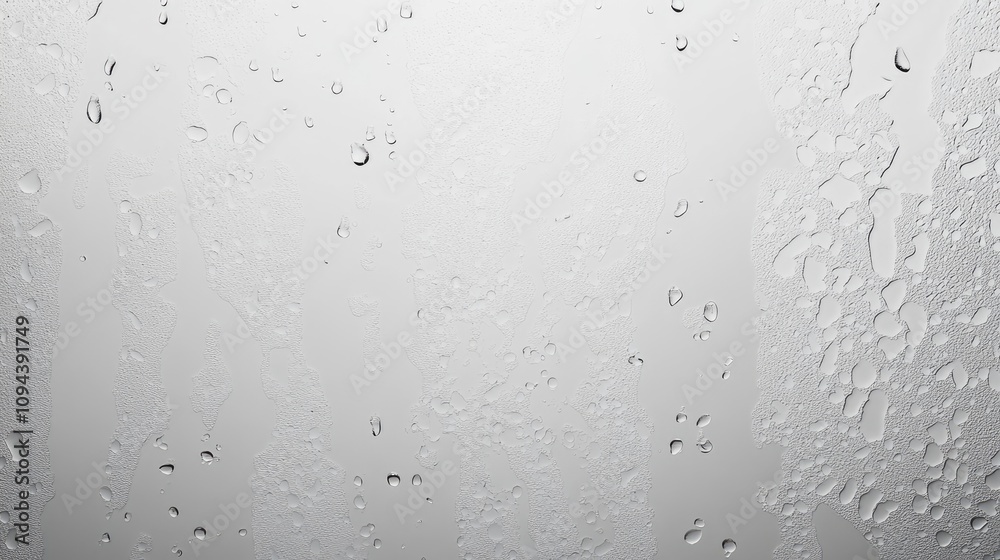 Close-up of water droplets on a foggy glass surface, creating a serene and calming effect. Close-up of water droplets on a foggy glass surface, creating a serene and calming effect.