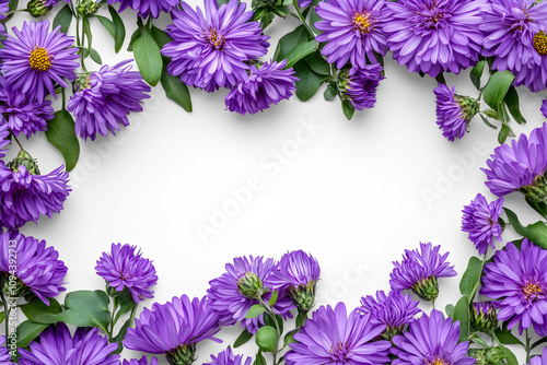 frame made of purple hyacinth flowers on white