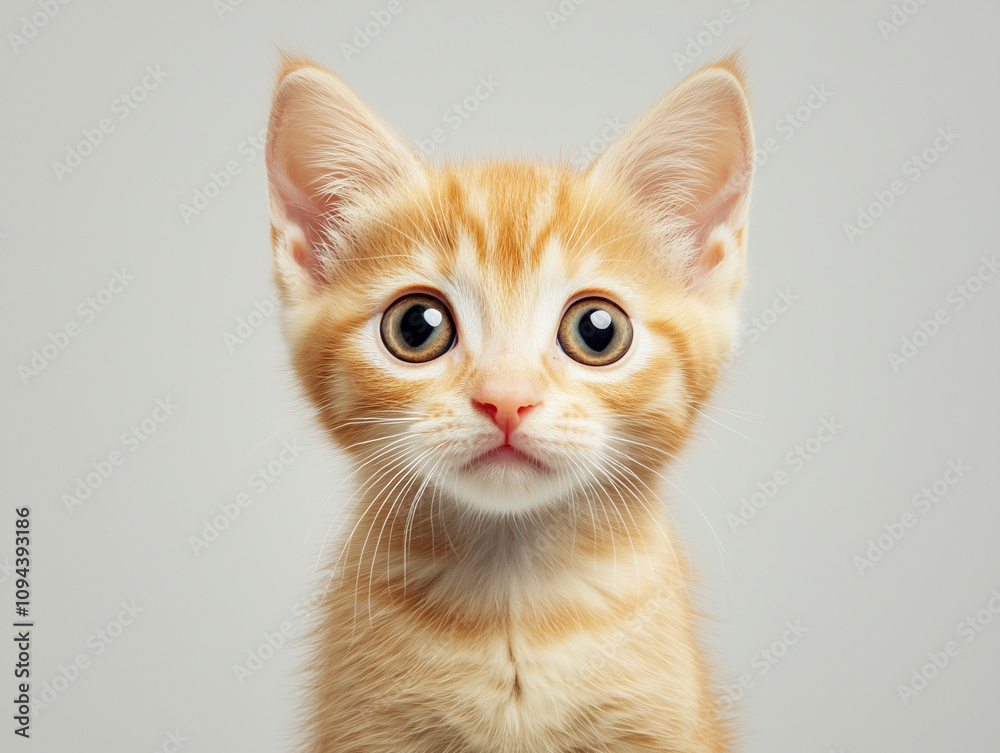 A high-resolution image of a kitten with wide eyes, looking directly at the camera, captured in natural light. A high-resolution image of a kitten with wide eyes, looking directly at the camera, captured in natural light.
