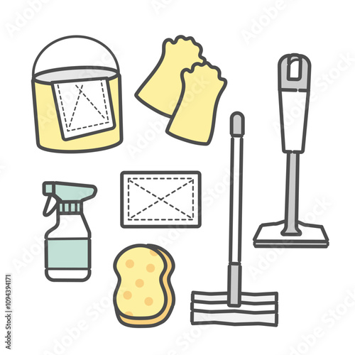 掃除用品　掃除用具　家事　イラスト