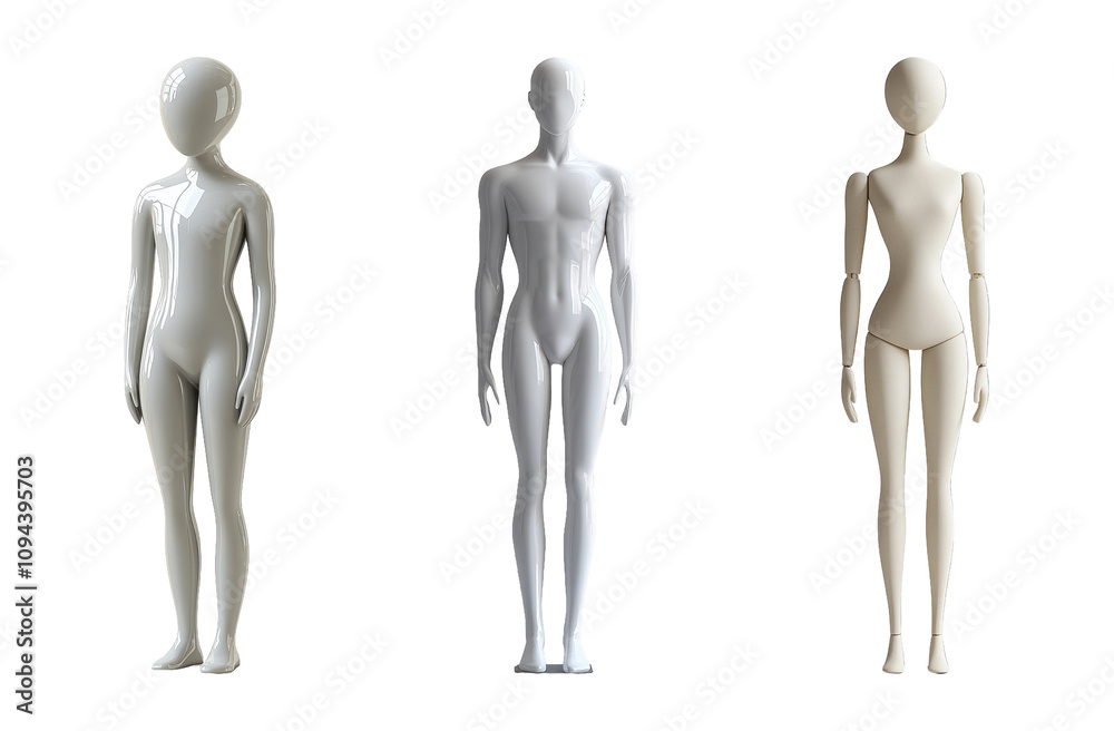 Three Mannequins on Transparent Background Three Mannequins on Transparent Background