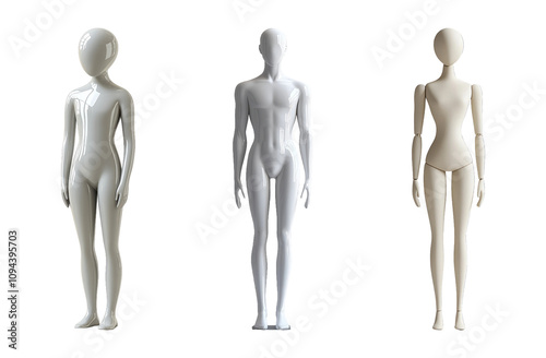 Three Mannequins on Transparent Background