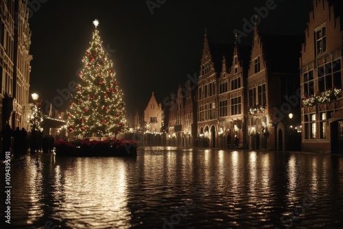 night view country of christmas in the city area