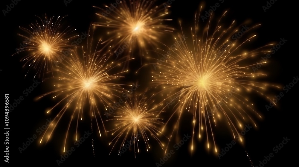 Golden Fireworks Exploding In The Night Sky Golden Fireworks Exploding In The Night Sky