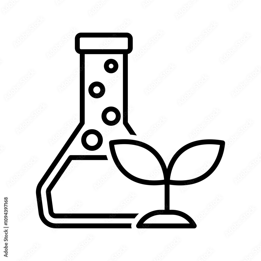 Laboratory flask with plant seedling, illustration of agricultural science and research icon vector Laboratory flask with plant seedling, illustration of agricultural science and research icon vector