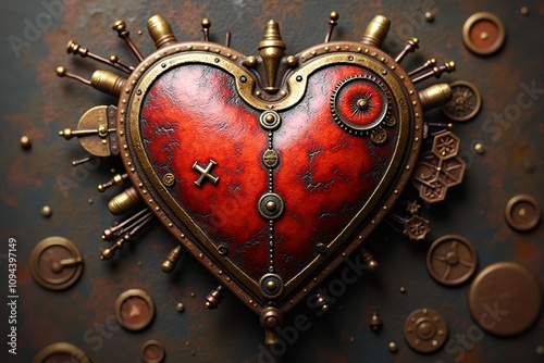 metal heart with gears