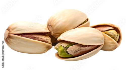 Pistachios isolated on a transparent background.