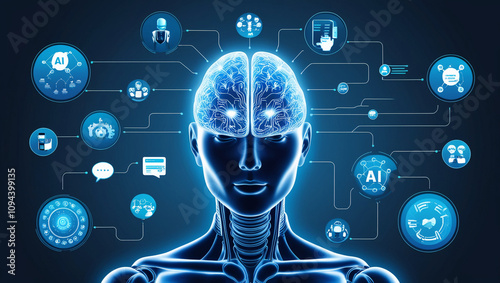 Wallpaper Mural illustration of artificial intelligence and internet systems Torontodigital.ca