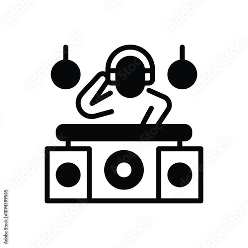 Black solid icon for dj