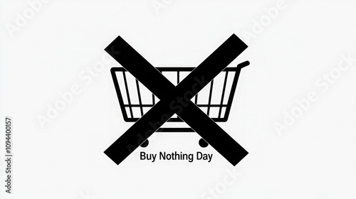 Buy Nothing Day Minimalist CrossedOut Shopping Cart Design photo