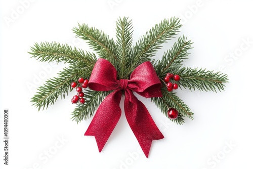 christmas tree branch with bow