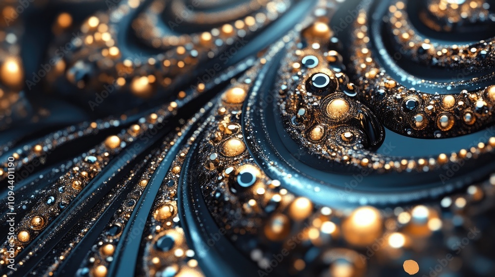 Intricate fractal design featuring swirling patterns in black and gold hues. Intricate fractal design featuring swirling patterns in black and gold hues.