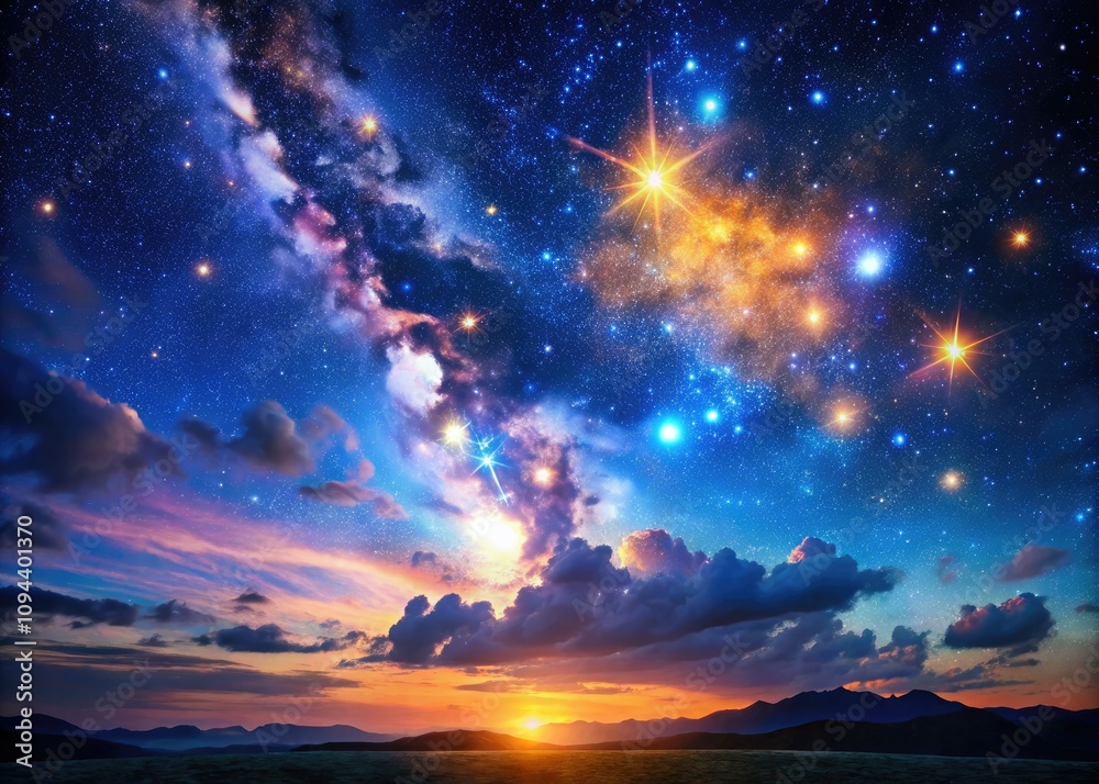Starry Nebulae, Rule of Thirds, Digital Art, Cinematic Sky, High Resolution