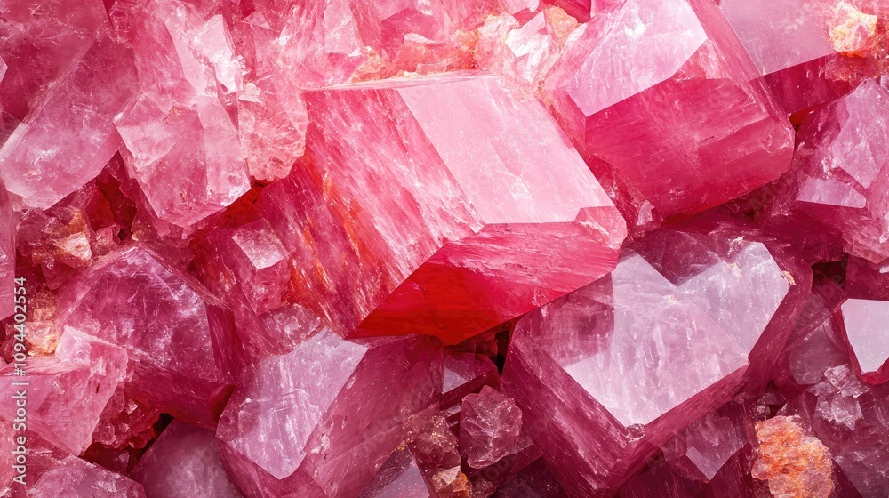 Close-up of vibrant pink crystals, showcasing natural beauty and intricate textures. Close-up of vibrant pink crystals, showcasing natural beauty and intricate textures.