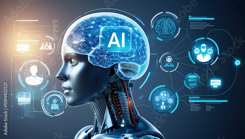 Wallpaper Mural illustration of artificial intelligence and internet systems Torontodigital.ca