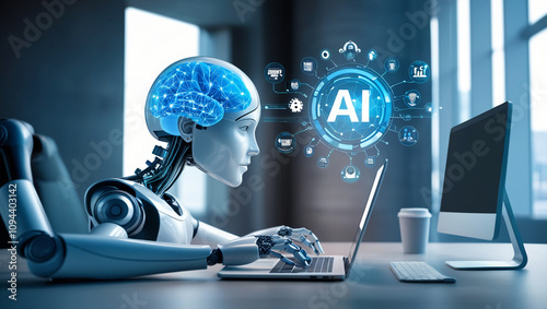 Wallpaper Mural illustration of artificial intelligence and internet systems Torontodigital.ca