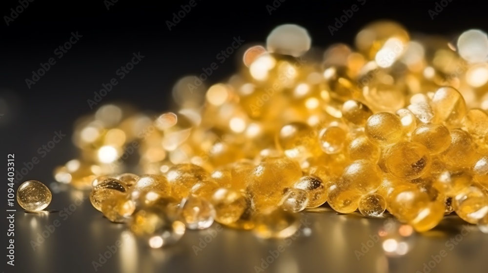 Golden Amber Spheres Cluster Close Up View Golden Amber Spheres Cluster Close Up View