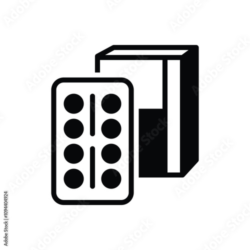 Black solid icon for pills strips