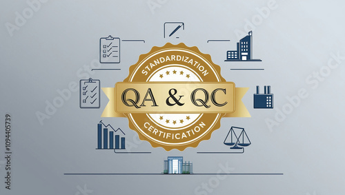 Wallpaper Mural modern illustration depicting the concept of standardization and certification. displays the words "Quality Assurance" and "Quality Control" Torontodigital.ca