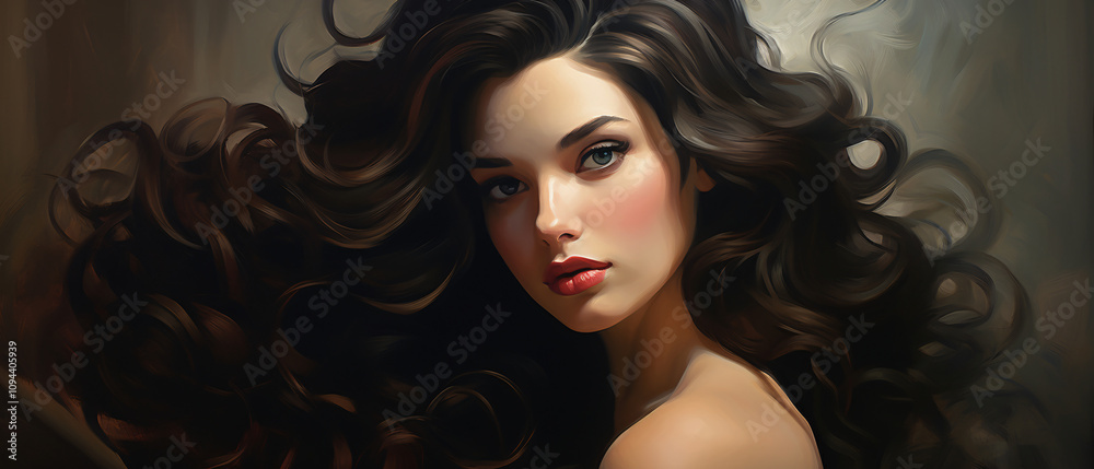 A portrait of a brunette woman with chic, lush, wavy hair, radiating elegance and style.
A portrait of a brunette woman with chic, lush, wavy hair, radiating elegance and style.