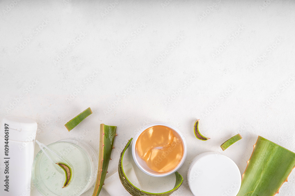 Aloe vera skincare beauty care flat lay. Aloe vera skincare beauty care flat lay.