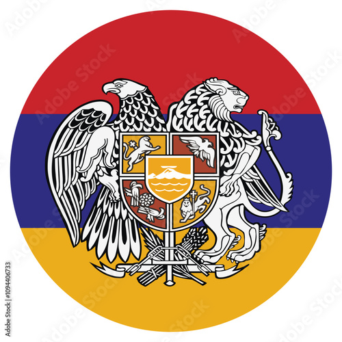 Coat or arms of Armenia. Armenian national symbol in official colors. Template icon. Abstract vector illustration.