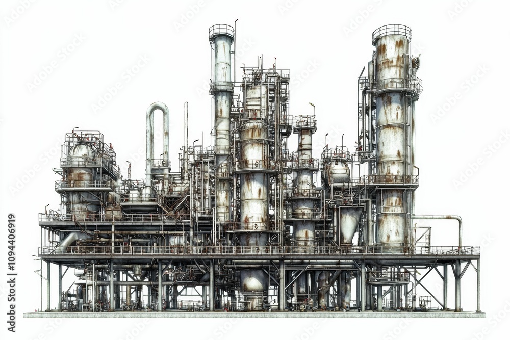 Rusty industrial complex, intricate metal structures. Rusty industrial complex, intricate metal structures.