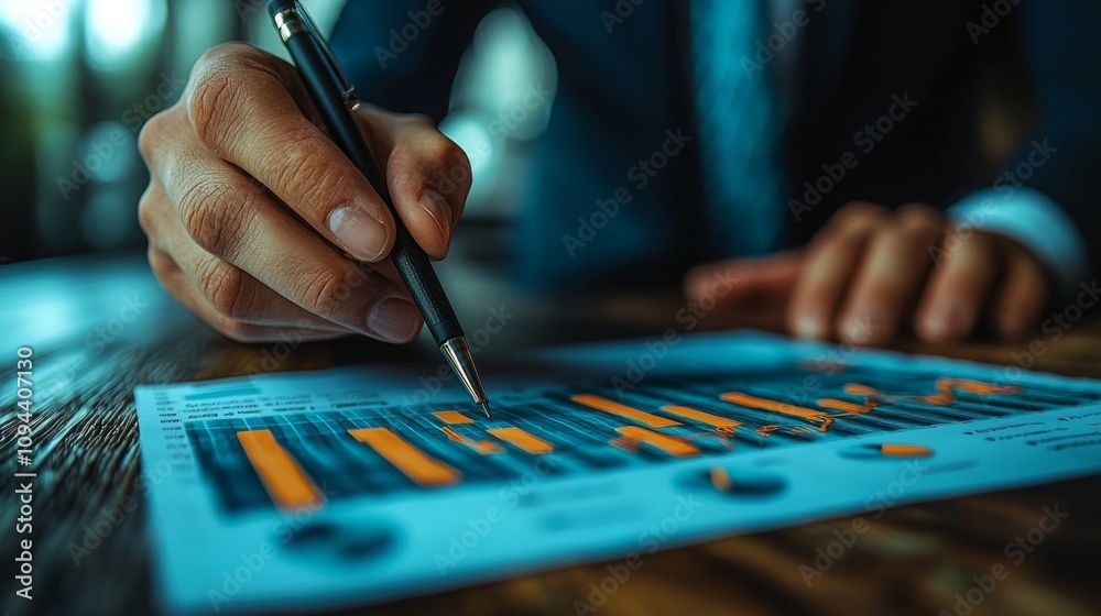 Naklejka premium Group of confident business people point to graphs 