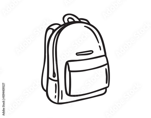 Camping school backpack hand drawn doodle icon. Bag for travel in sketch style. Isolated on white background. 