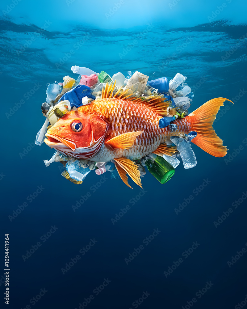 Fototapeta premium Garbage and recycling concept under loving the world and love nature in the form of banner tags and posters with space to add text