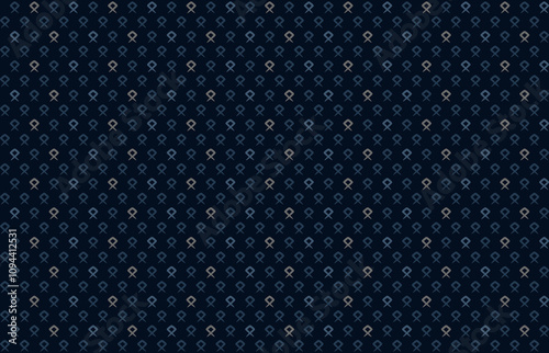Seamless pattern with abstract graphic, Othala (Heritage), RUNES Viking alphabet in blue and gray on dark blue background. Vector illustration for masculine shirt lady dress cover decoration wallpaper