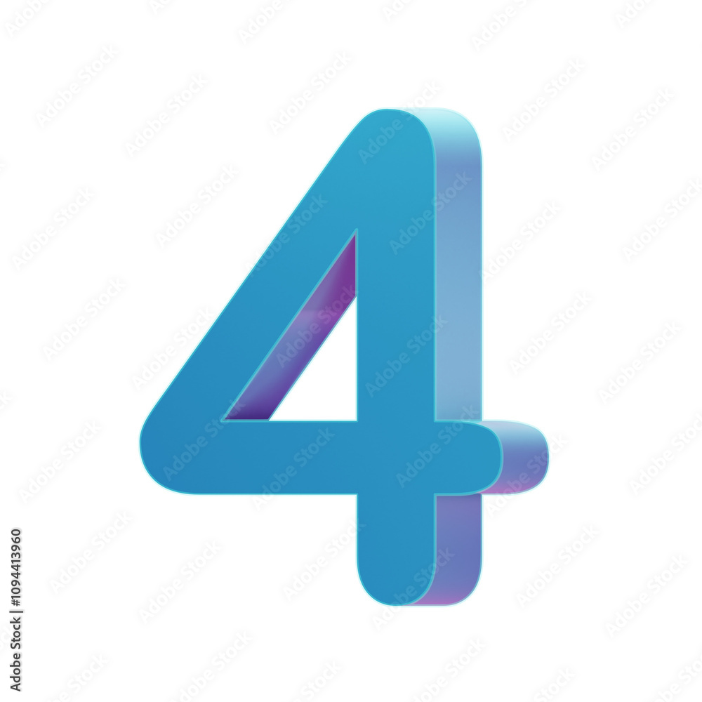 Fototapeta premium Number 4 3D Illustration