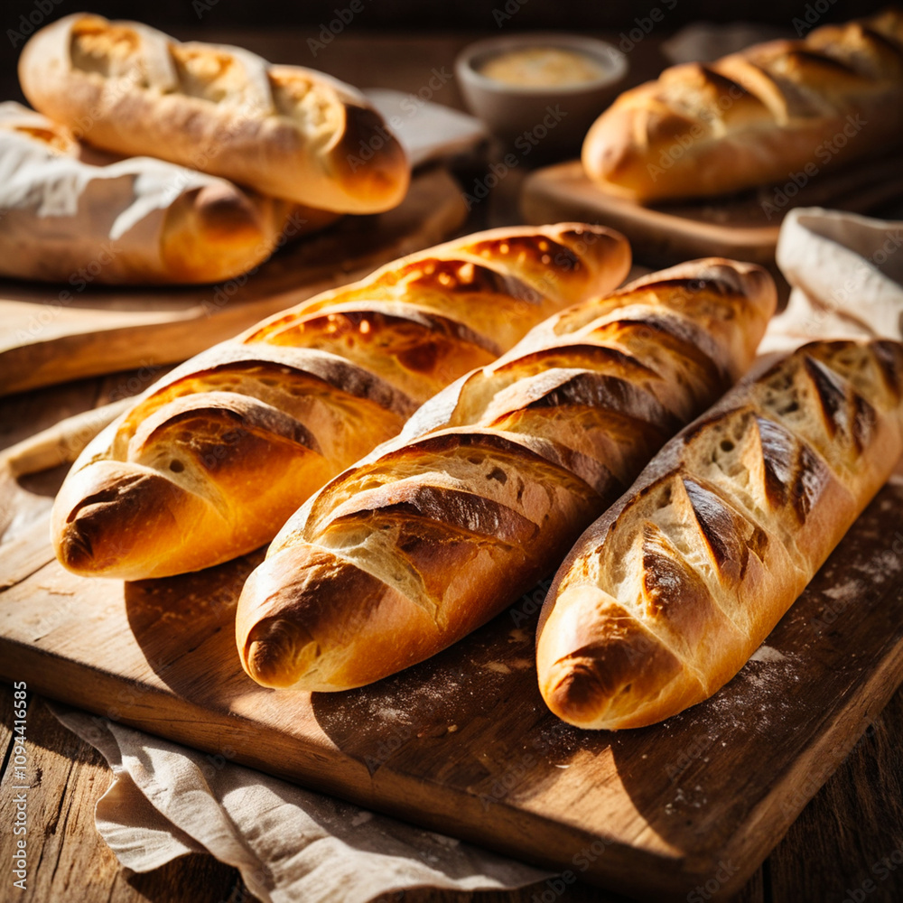 Loaf of artisan bread on wooden table