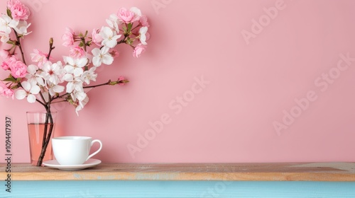 Wallpaper Mural A serene scene with flowers, a drink, and a cup. Torontodigital.ca