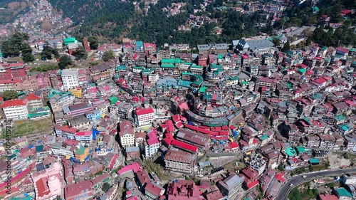 Aerial shot of shimla, a beautiful hill station,