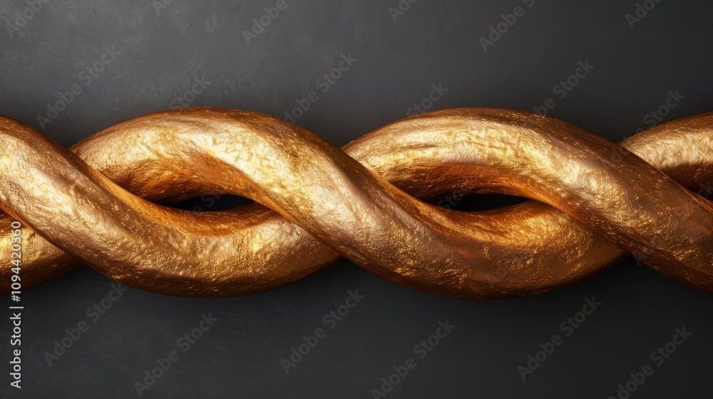 A twisted golden rope against a dark background. A twisted golden rope against a dark background.