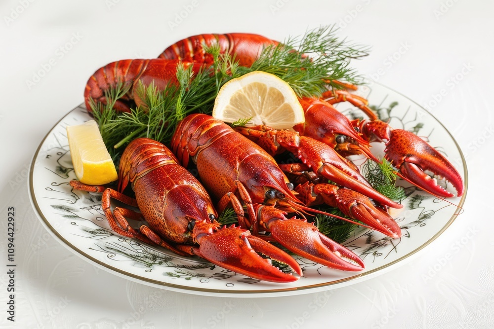 Delicious cooked crayfish on a plate. Perfect for food blogs, menus, or recipes showcasing seafood dishes. Delicious cooked crayfish on a plate. Perfect for food blogs, menus, or recipes showcasing seafood dishes.