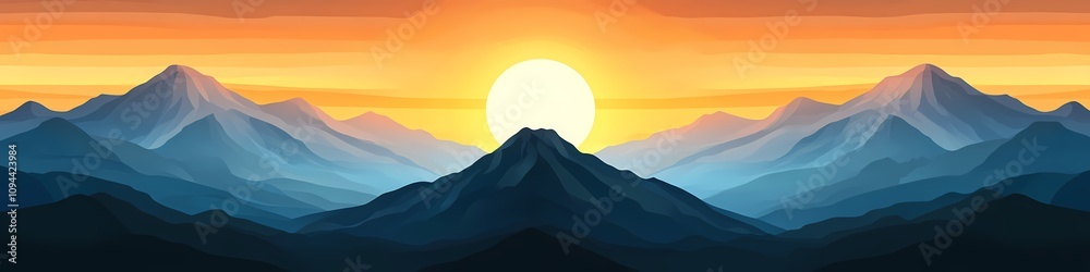 Obraz premium Mountain Majesty: Sunrise Vector Illustration