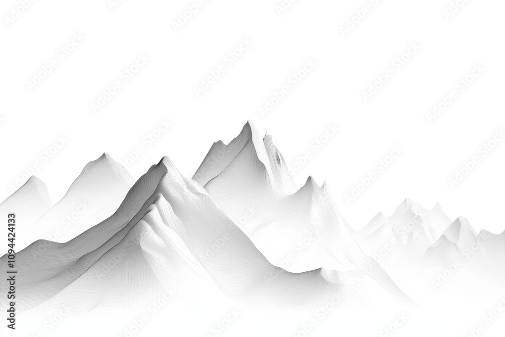 Fototapeta premium A serene black-and-white landscape featuring snow-capped mountains against a dark background, evoking tranquility and natural beauty.