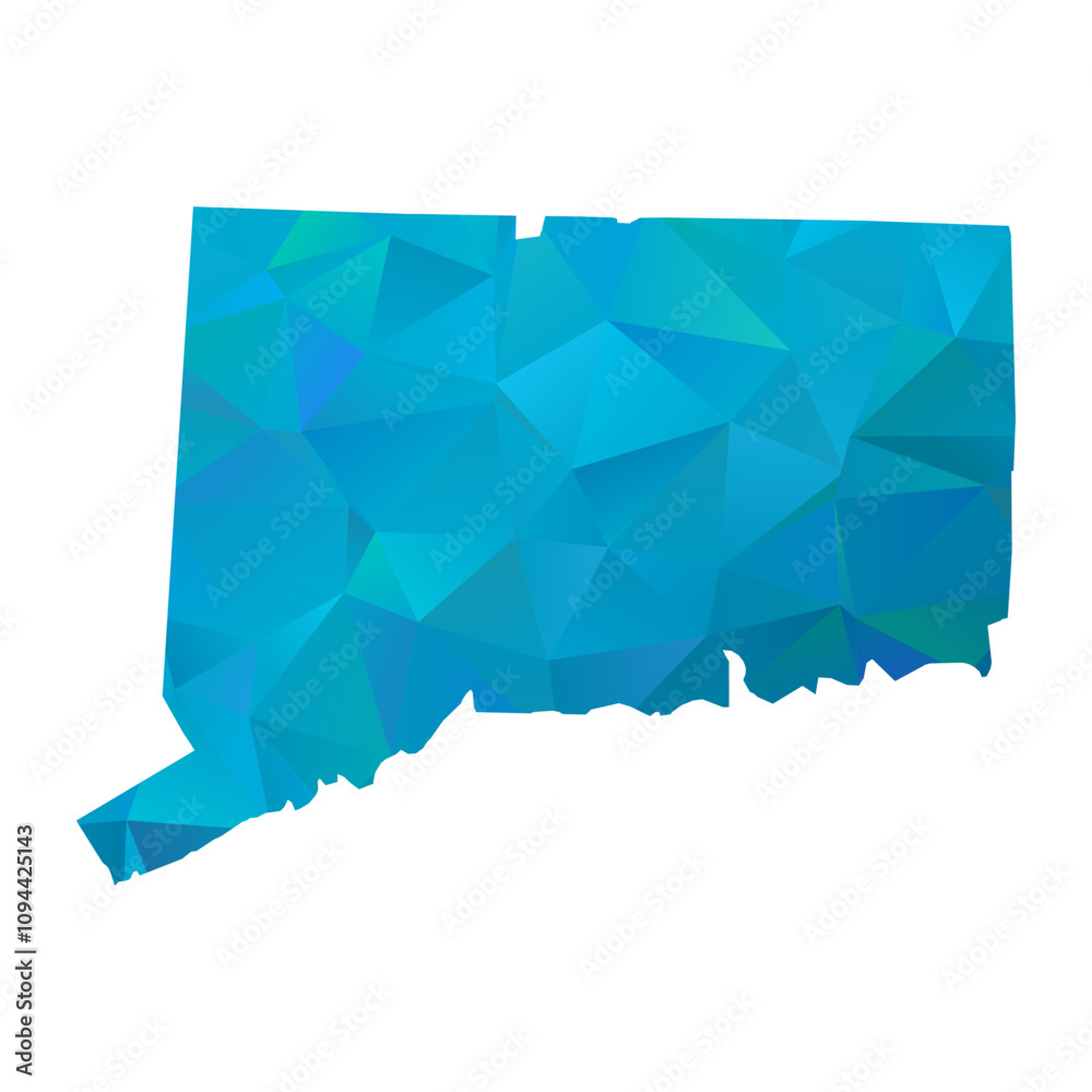 Map of Connecticut - Blue Geometric Rumpled Triangular , Polygonal Design For Your. Vector illustration eps 10. Map of Connecticut - Blue Geometric Rumpled Triangular , Polygonal Design For Your. Vector illustration eps 10.